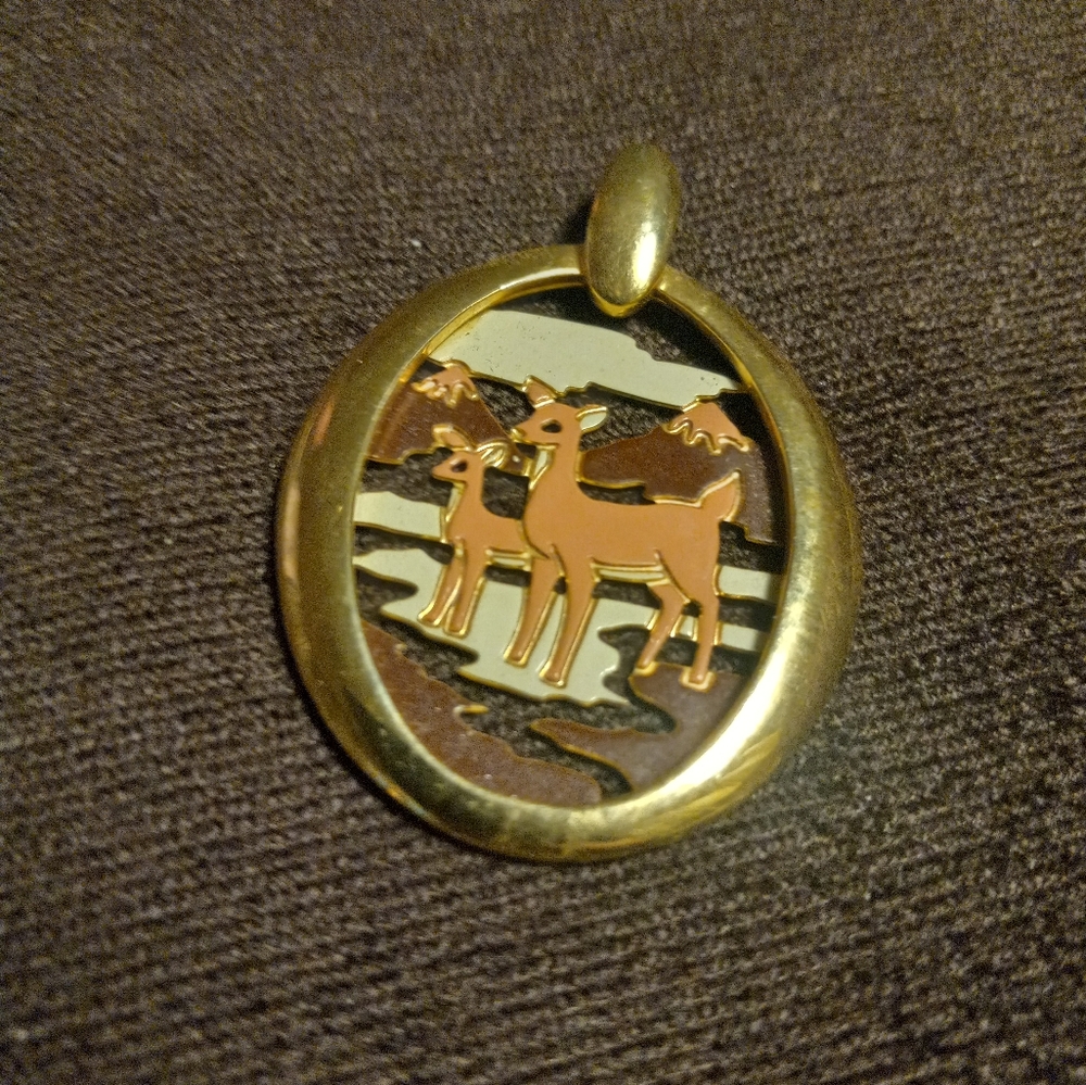 Deer in the forest necklace charm